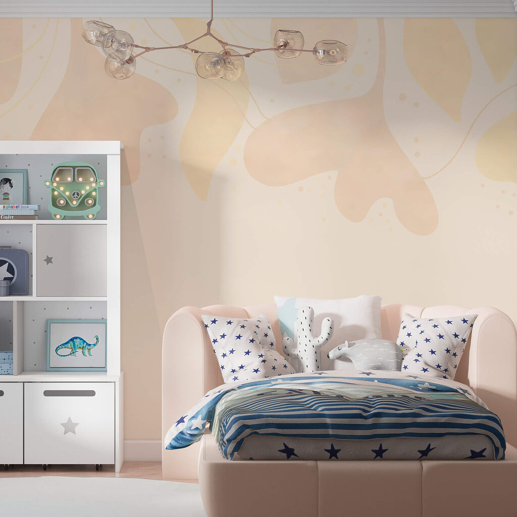 Folhas em tons pastéis suaves sobre um fundo suave