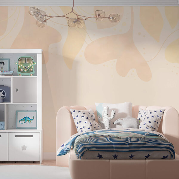 Folhas em tons pastéis suaves sobre um fundo suave