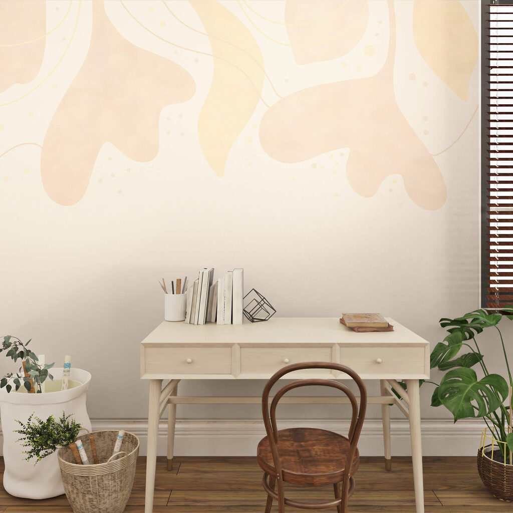 Folhas em tons pastéis suaves sobre um fundo suave