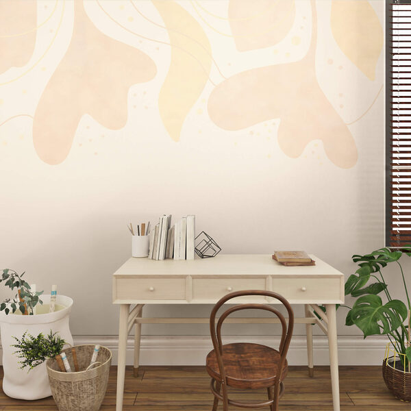 Folhas em tons pastéis suaves sobre um fundo suave