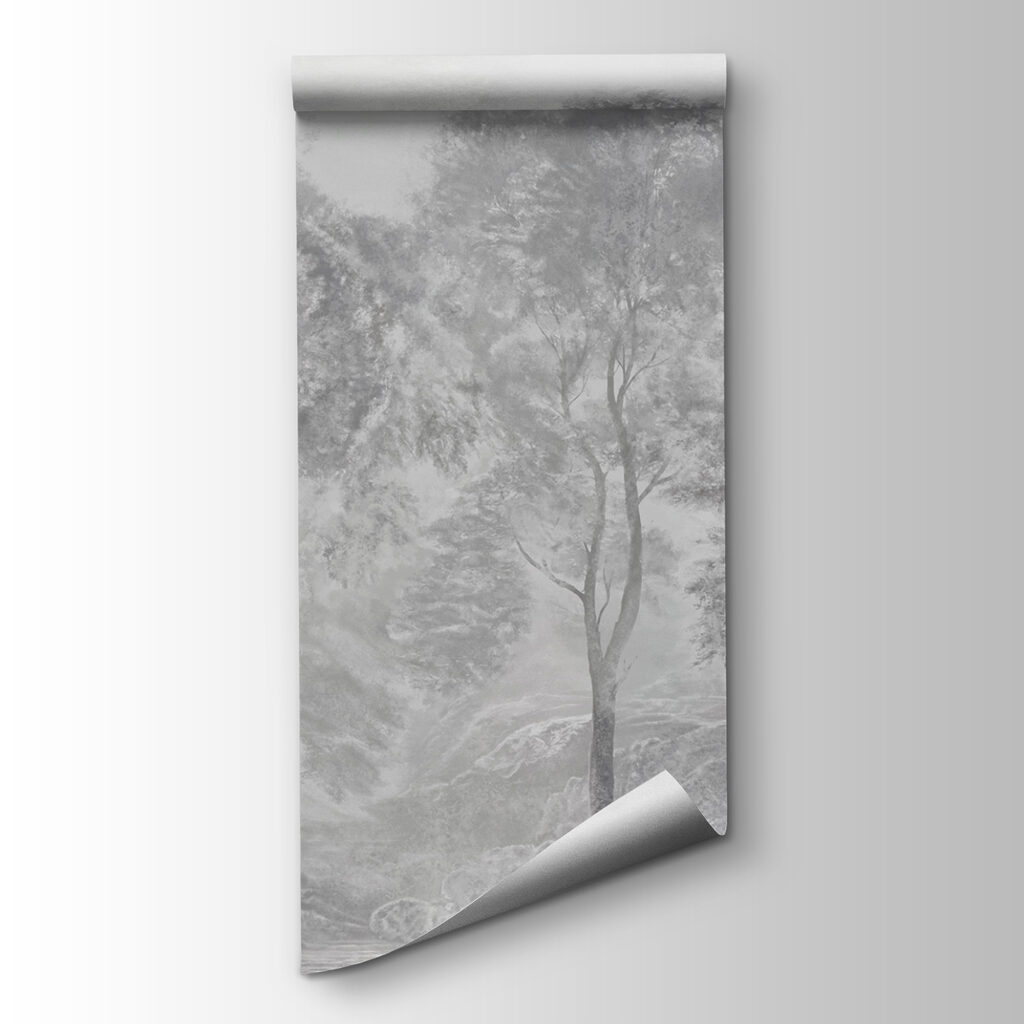 Group of trees in a foggy landscape