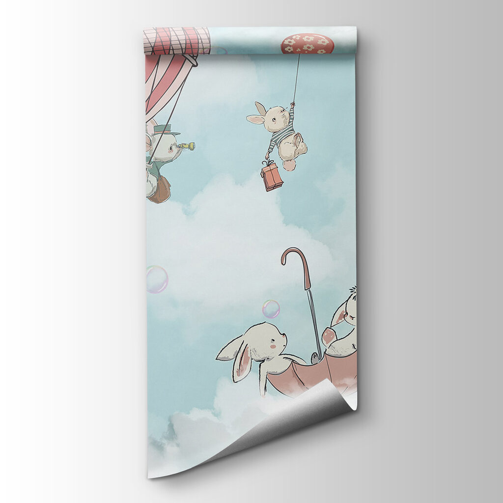 Cartoon of animals in a hot air balloon