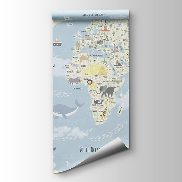 A map of the world with animals