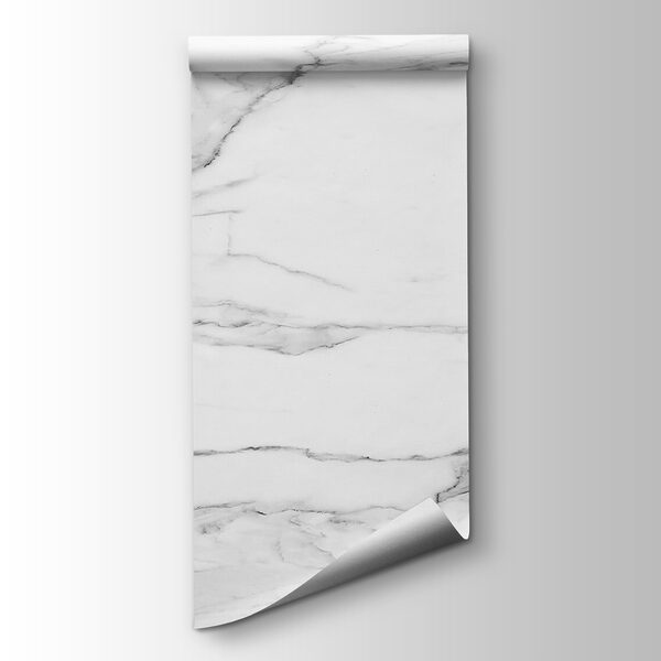 White marble surface with black veins White marble surface with black veins
