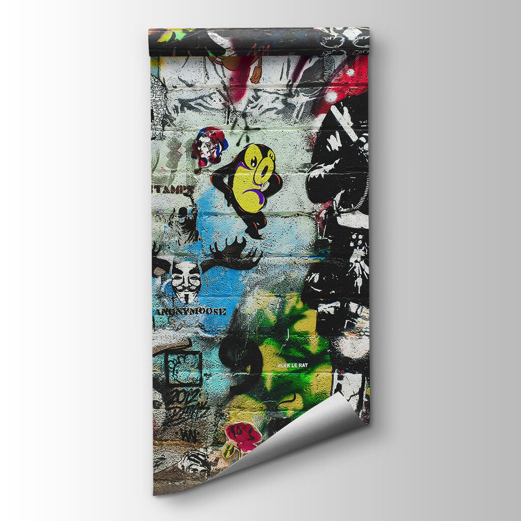 Wall with graffiti on it