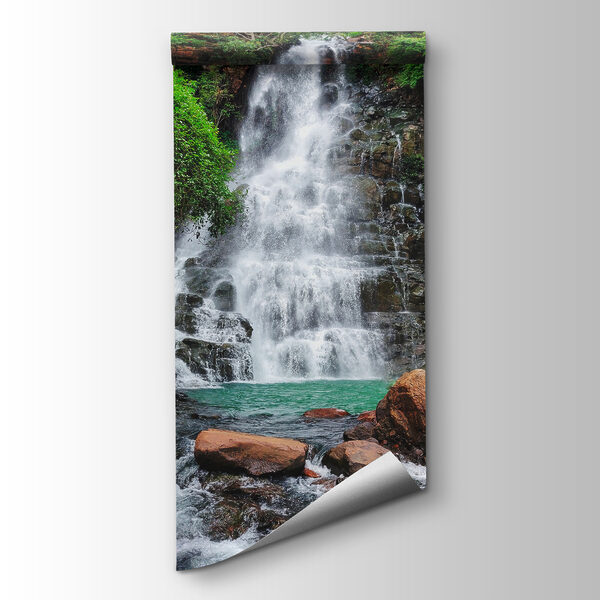 Waterfall with rocks and trees