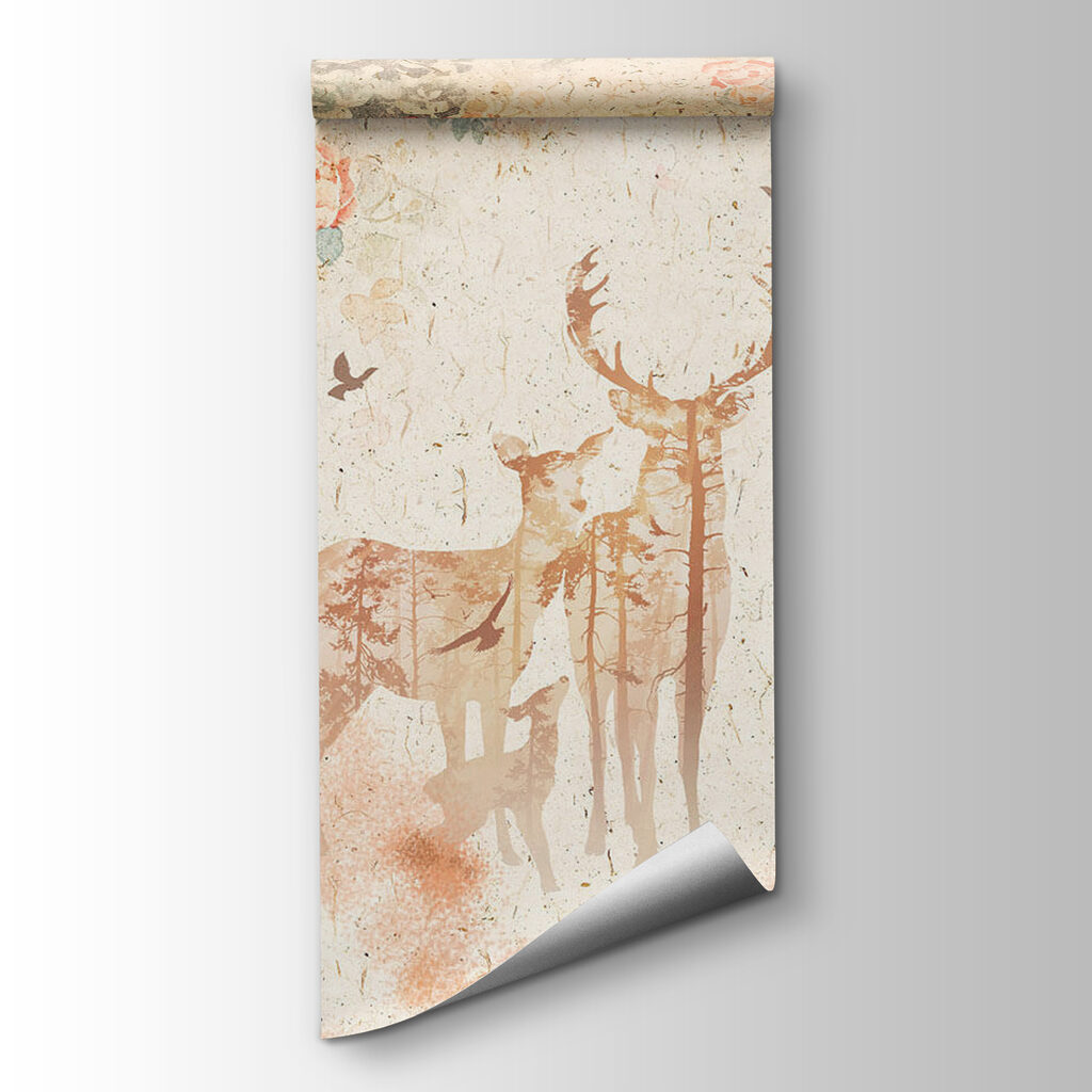 Painting of a deer and a baby deer