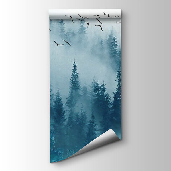 Birds flying over a forest