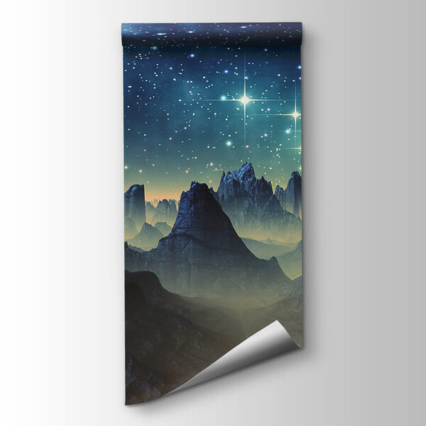 Mountain range with stars in the sky