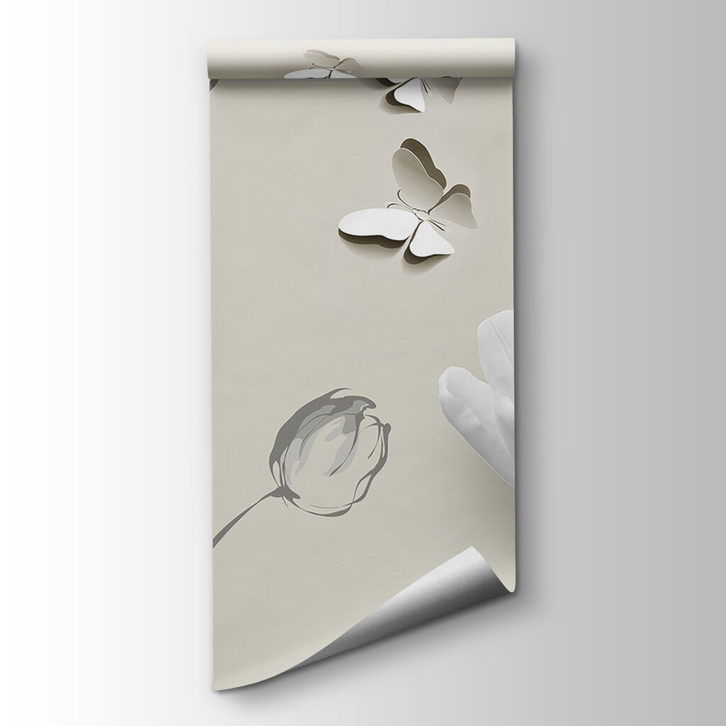 White flowers and butterflies