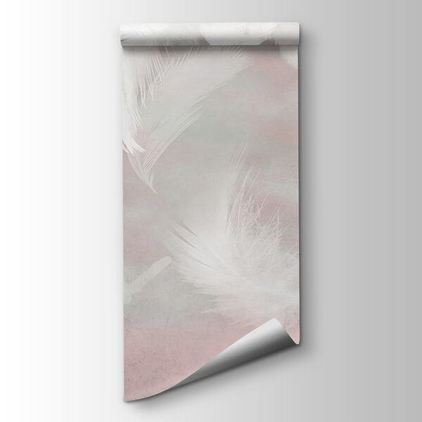 White feathers on a pink background White feathers on a pink background