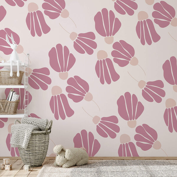 Papel de parede Papel de parede Padrão de flores cor-de-rosa (REF: t00405)