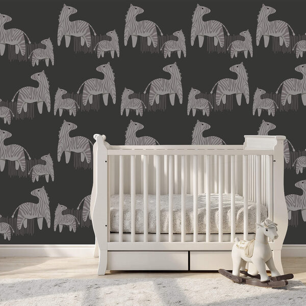 Padrão de cavalos sobre fundo preto