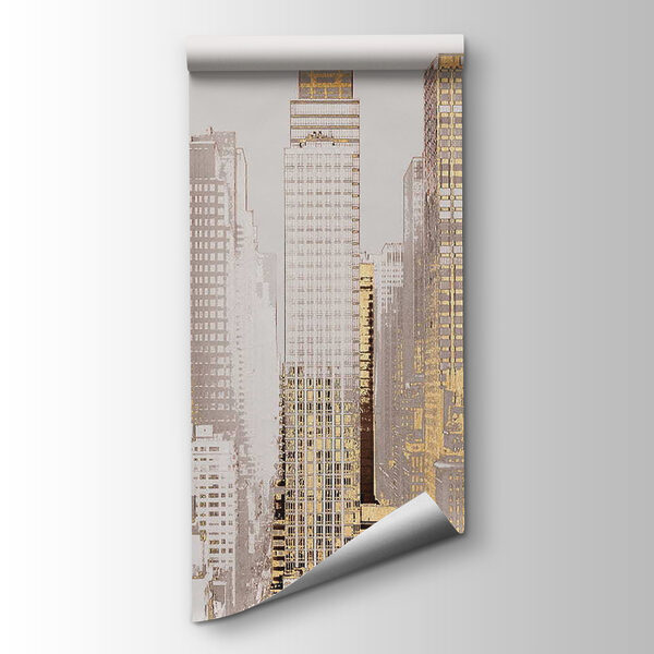 A city skyline with many tall buildings