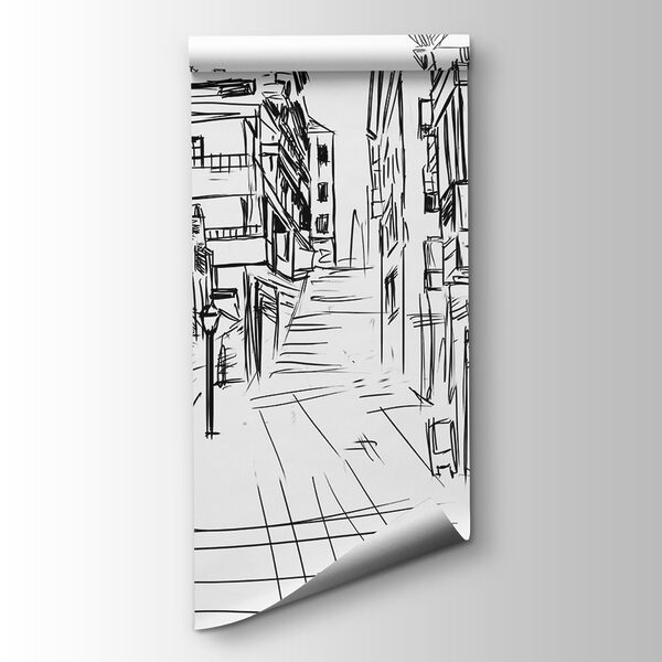 Drawing of a street with buildings