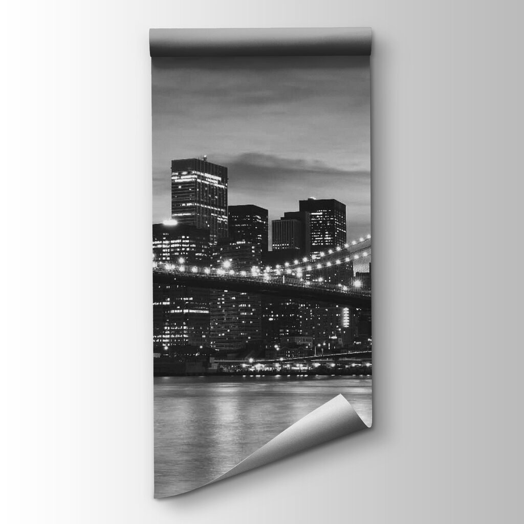 Bridge over water with city skyline in the background Bridge over water with city skyline in the background