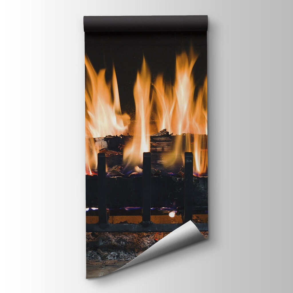 Fire in a fireplace