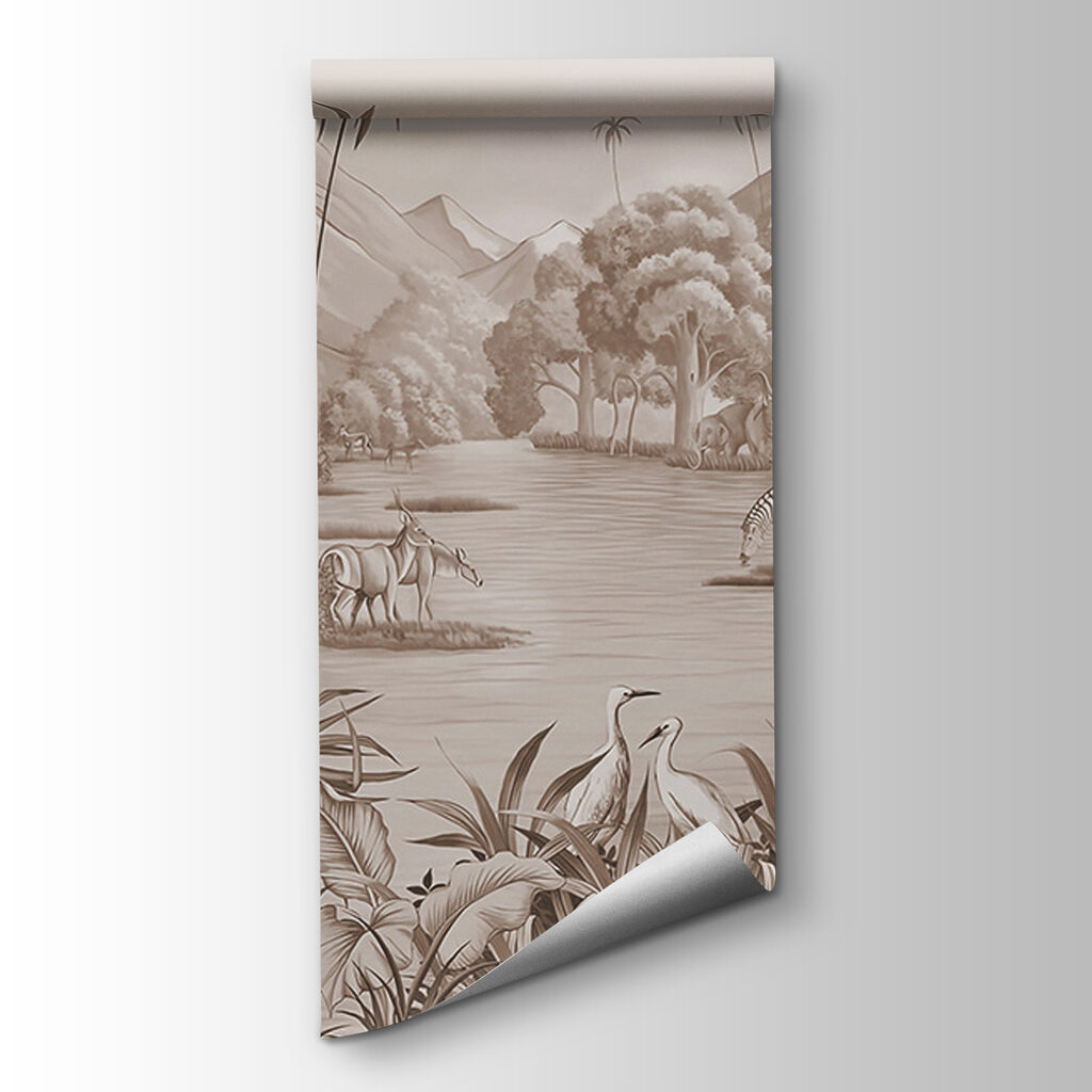 A river with zebras and mountains A river with zebras and mountains