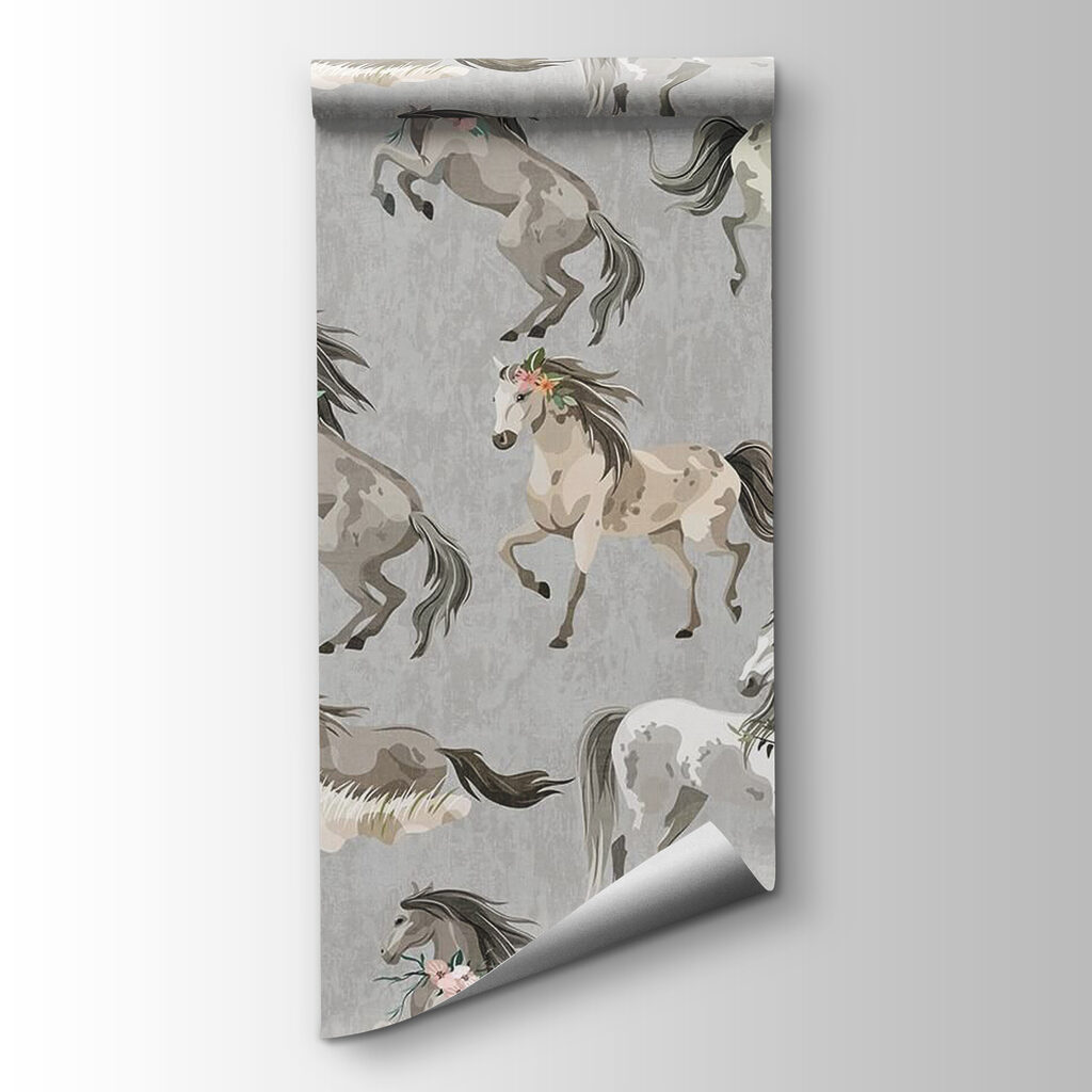 Pattern of horses with flowers