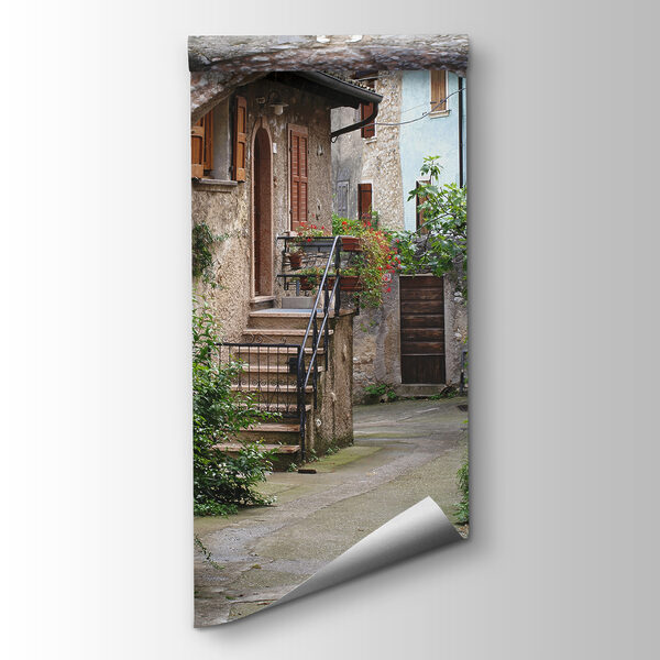 Stone archway with plants and stairs