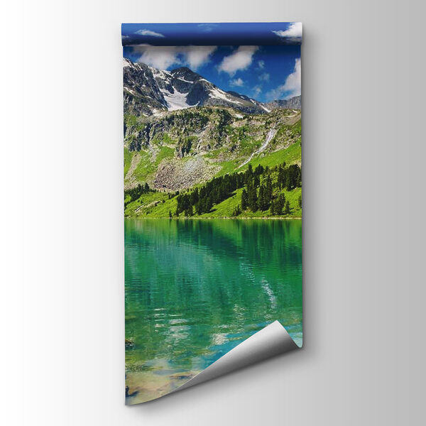 Body of water with mountains and trees Body of water with mountains and trees