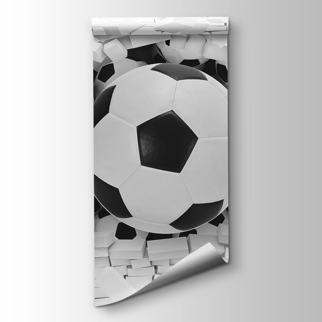 Group of football balls in a pile of bricks