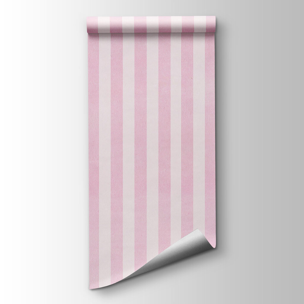 Pink and white striped wallpaper