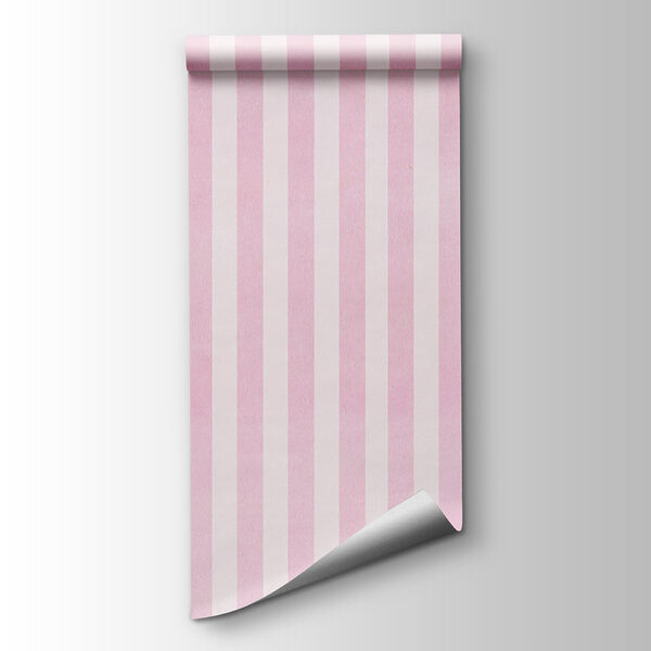 Pink and white striped wallpaper