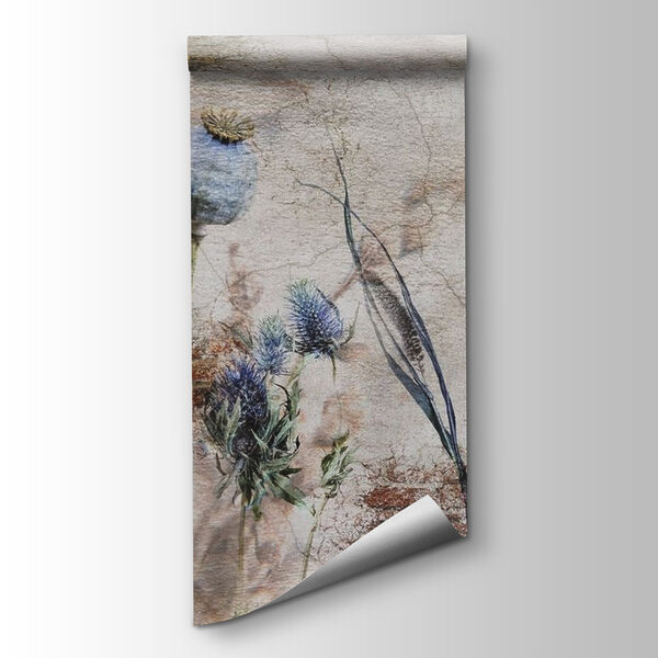 Wall with flowers and a brick wall