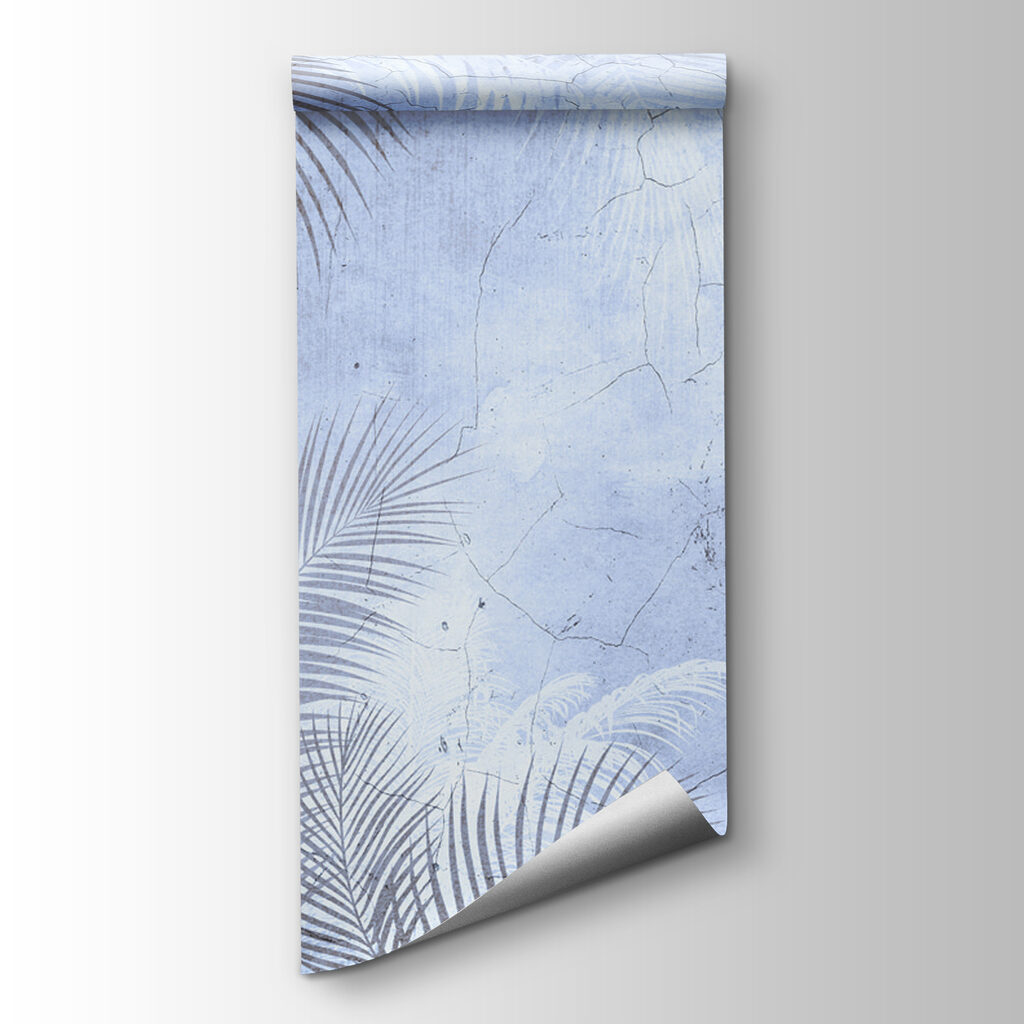 A wall with palm leaves
