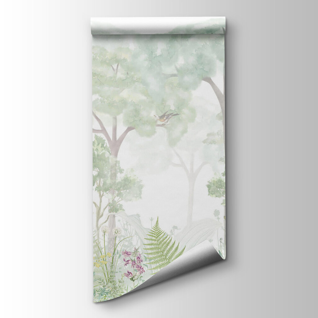 Wallpaper with trees and plants