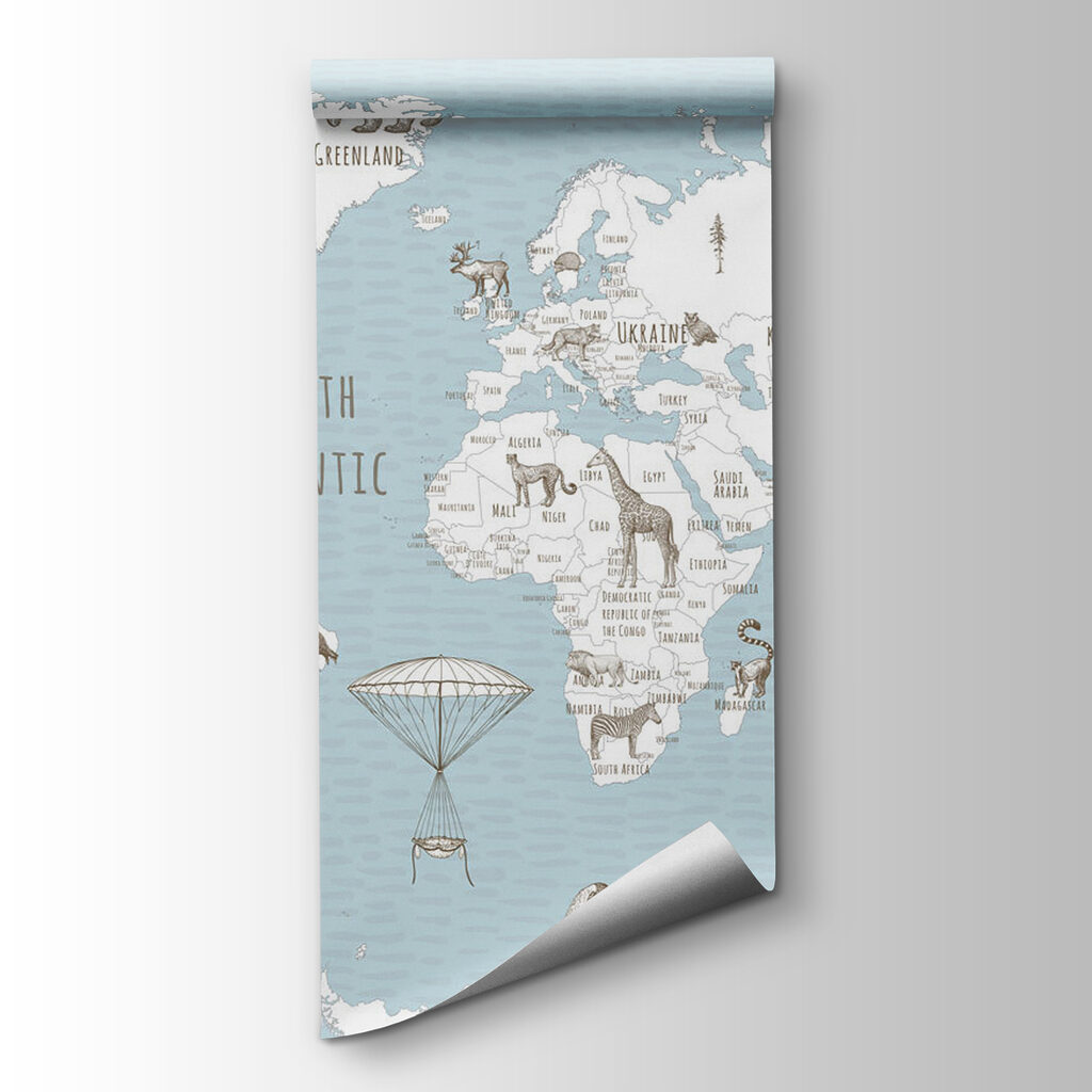Map of the world with animals Map of the world with animals