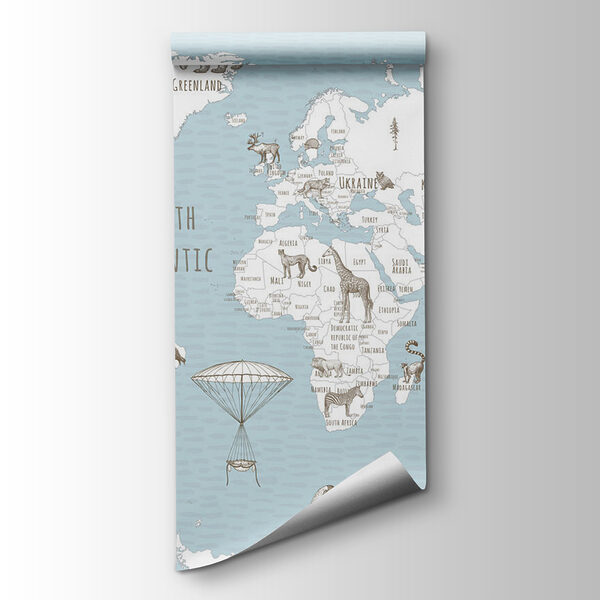 Map of the world with animals Map of the world with animals