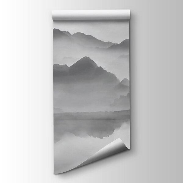 Mountain range with fog and water Mountain range with fog and water