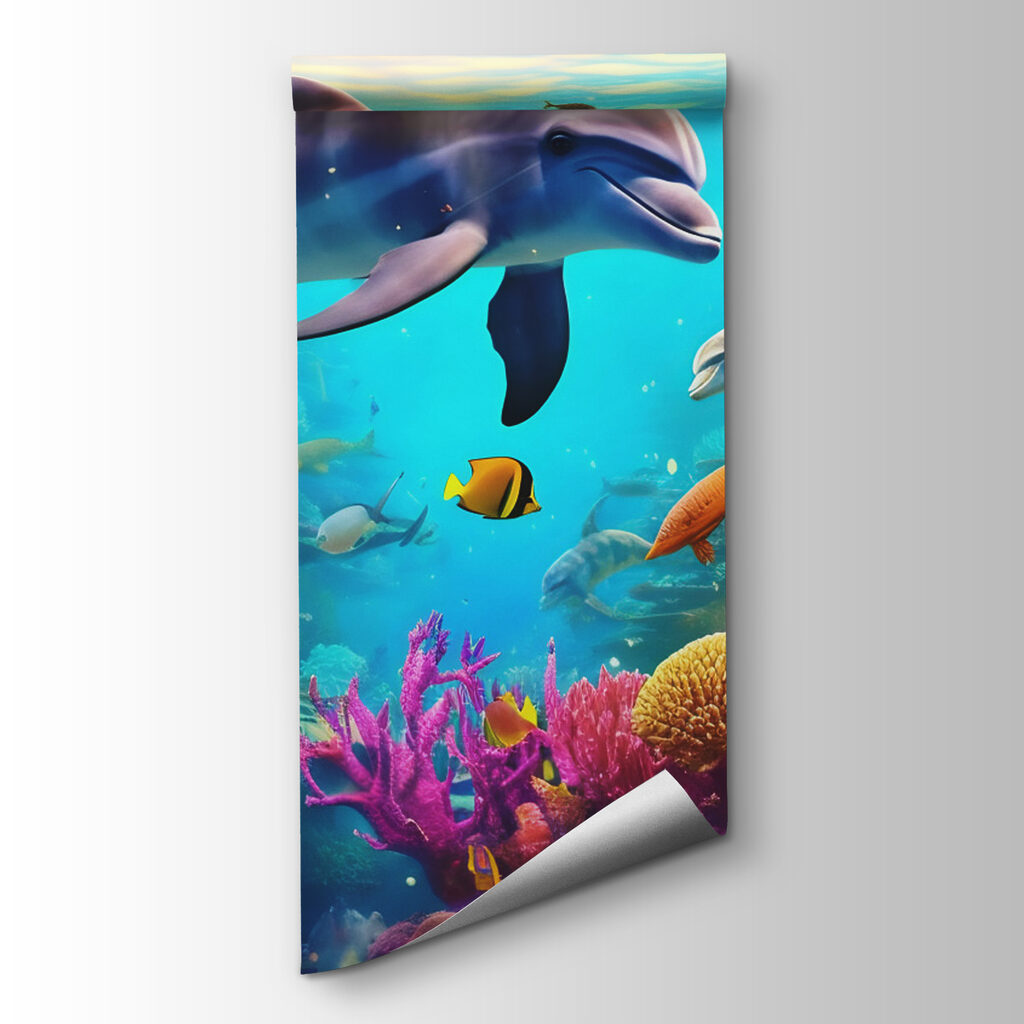 Dolphin swimming in a coral reef