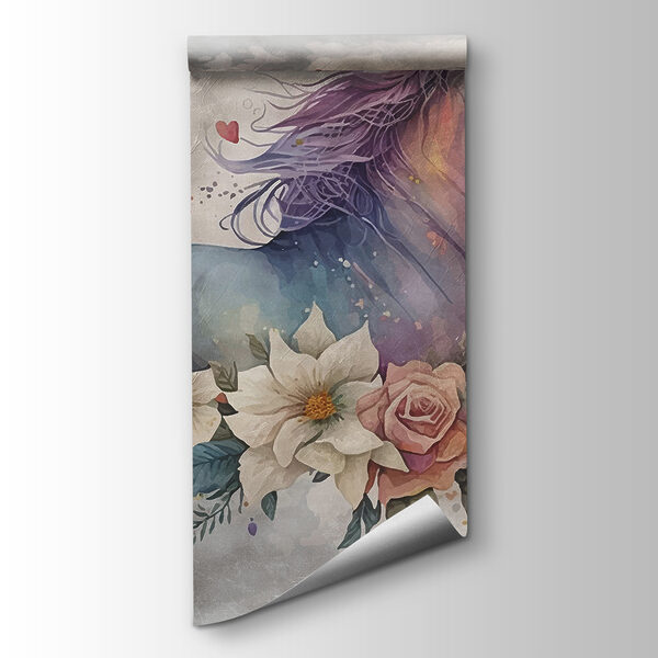 A unicorn with flowers and leaves