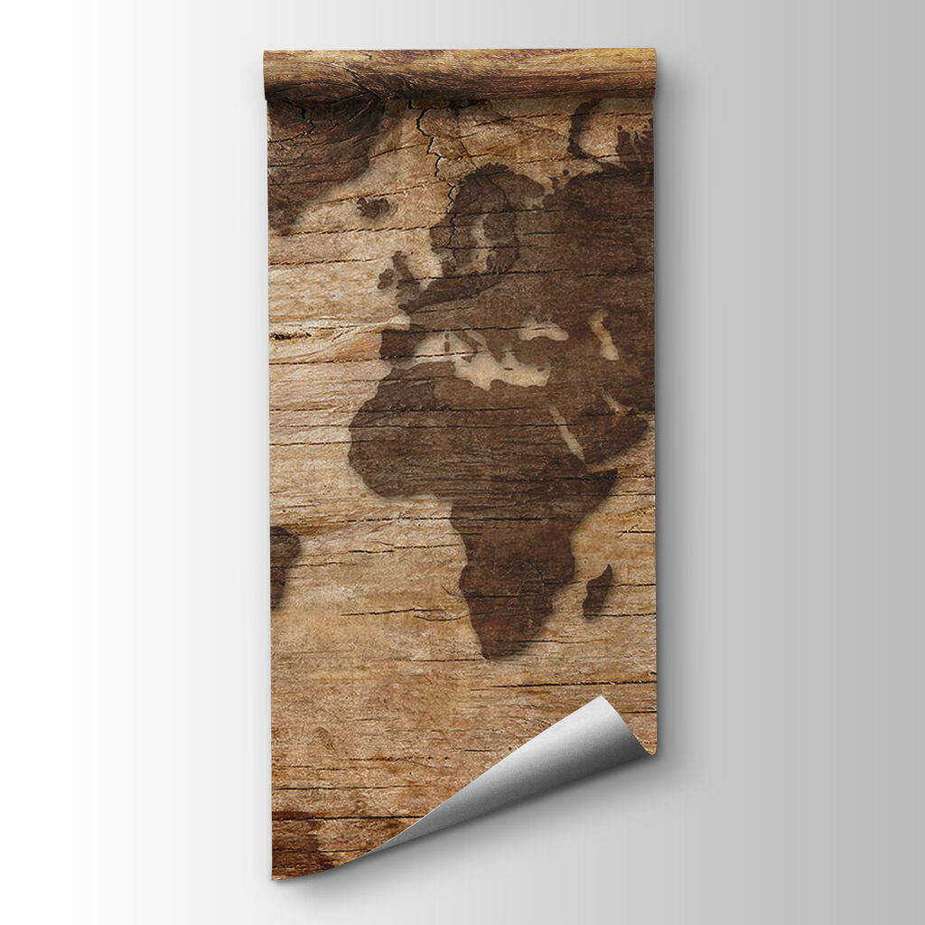 Map of the world on a wood surface Map of the world on a wood surface