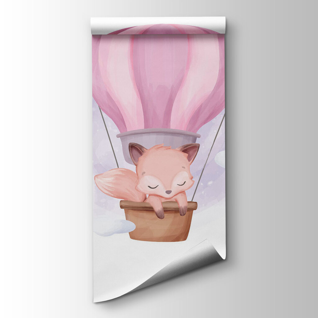 A cartoon fox in a hot air balloon A cartoon fox in a hot air balloon