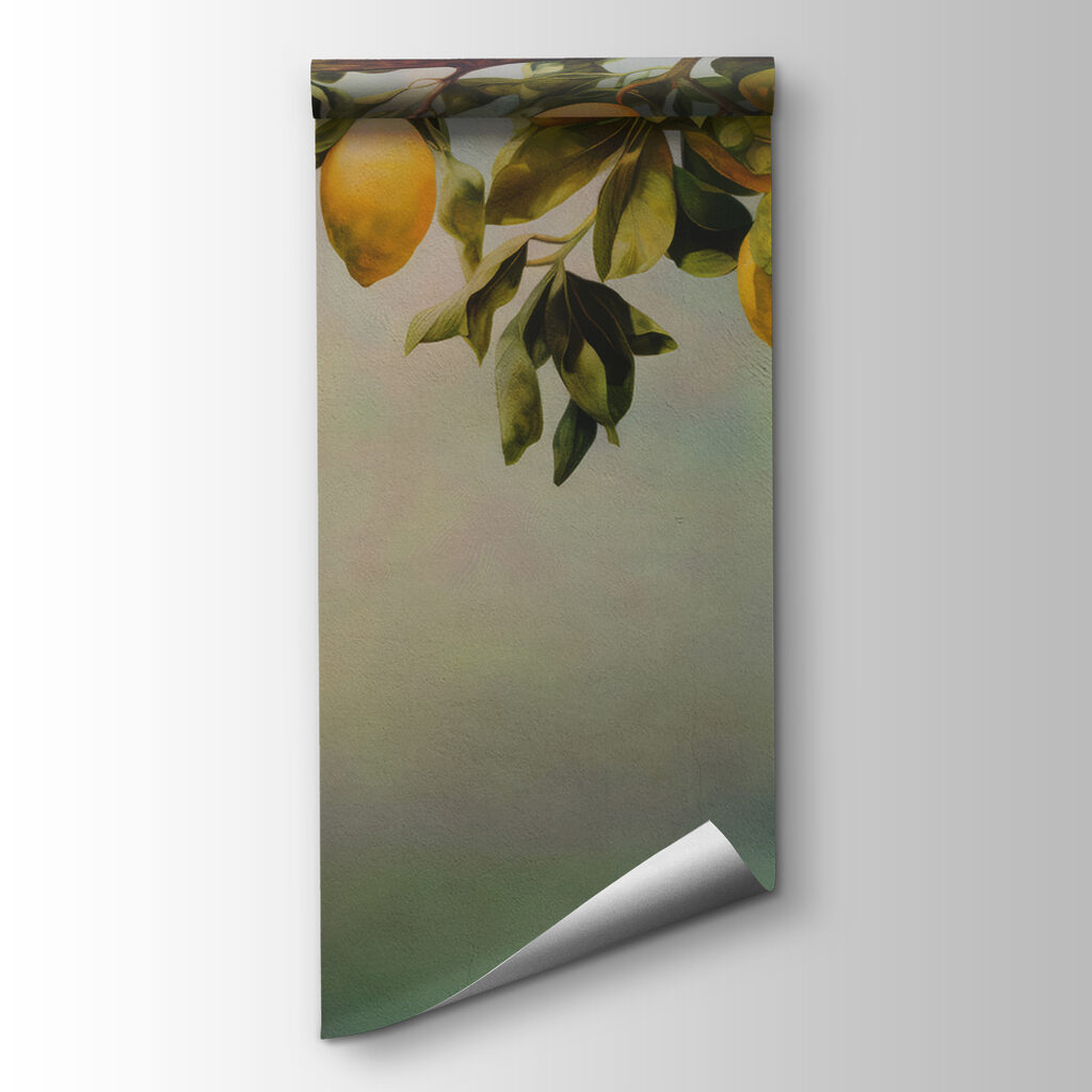 A painting of lemons on a tree branch A painting of lemons on a tree branch