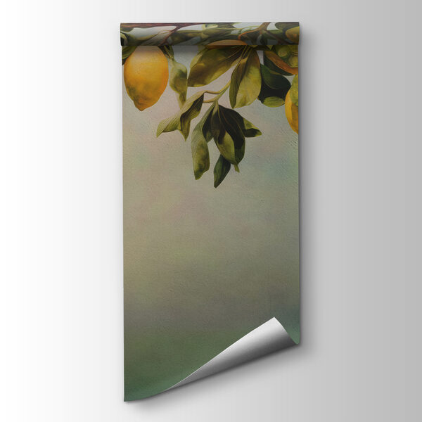 A painting of lemons on a tree branch A painting of lemons on a tree branch