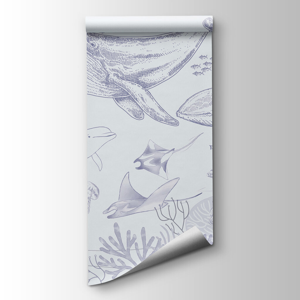 A drawing of a whale and a whale