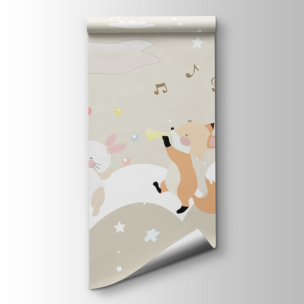 A cartoon animal playing music