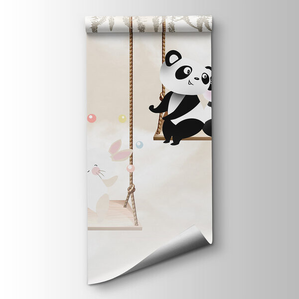 A group of animals on swings