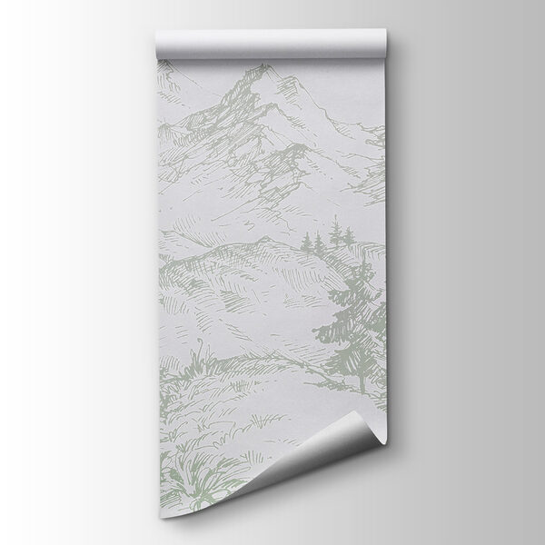 A drawing of a road and trees