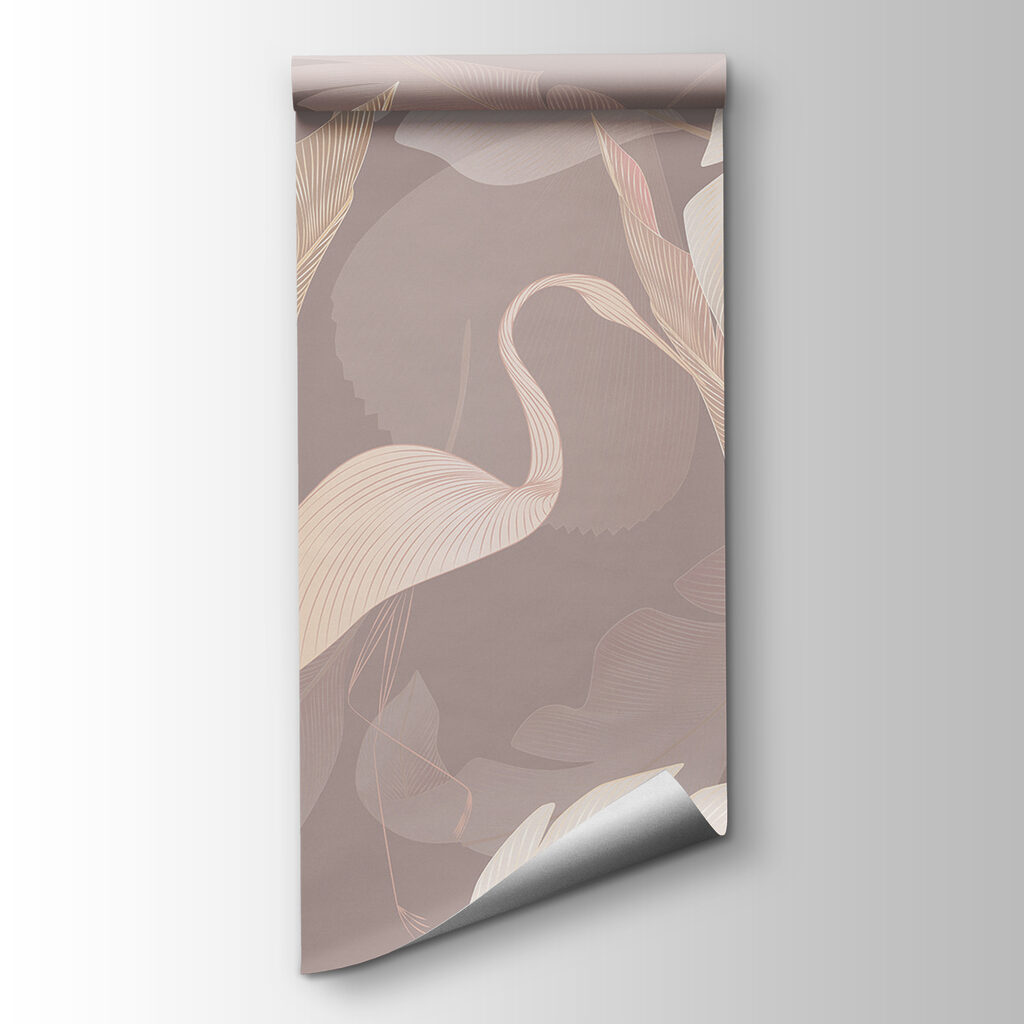 A pattern of feathers on a grey background