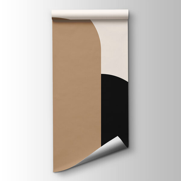 A black and tan and white art piece