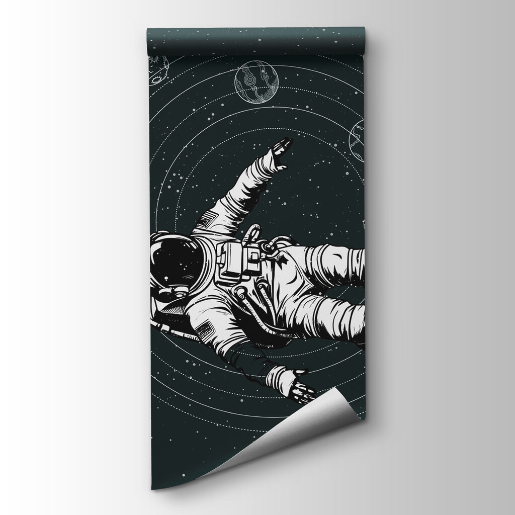 An astronaut floating in space