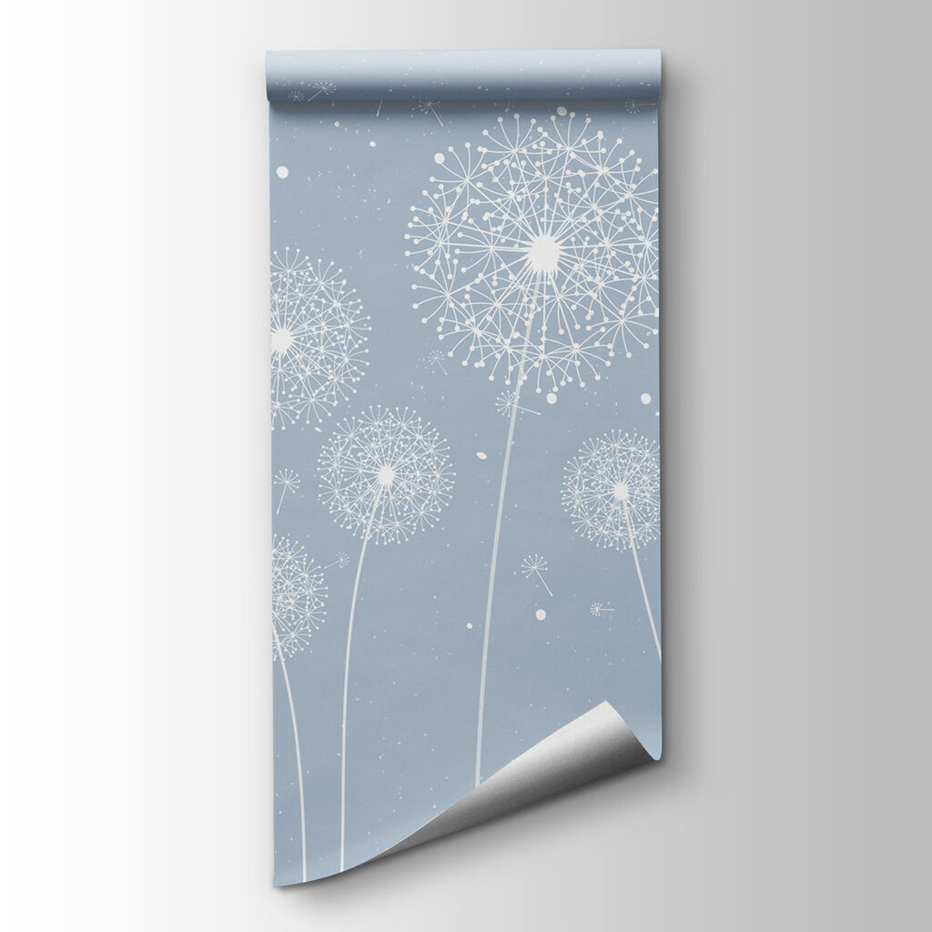A white dandelions on a blue background A white dandelions on a blue background
