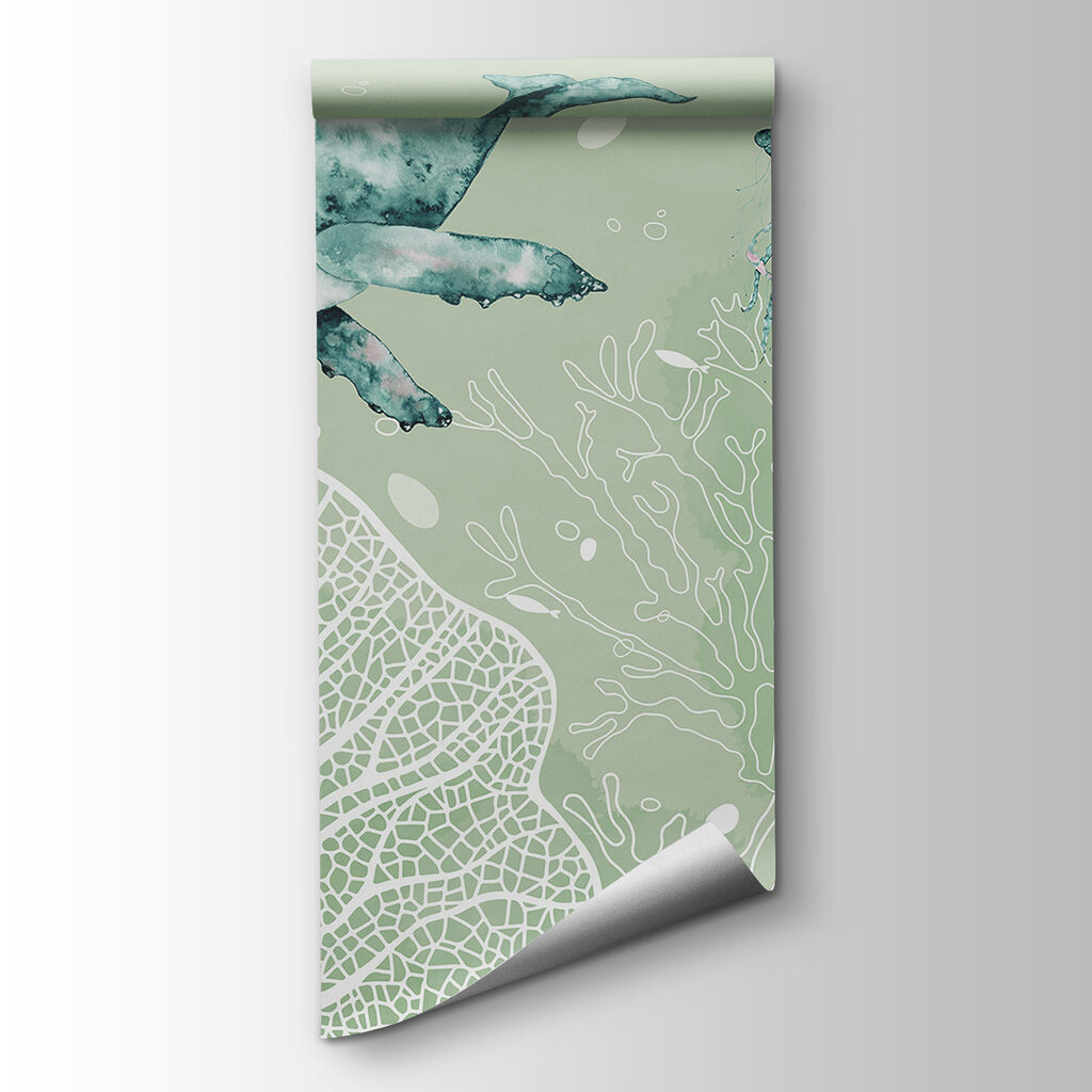 A whale and stingrays swimming in the ocean A whale and stingrays swimming in the ocean