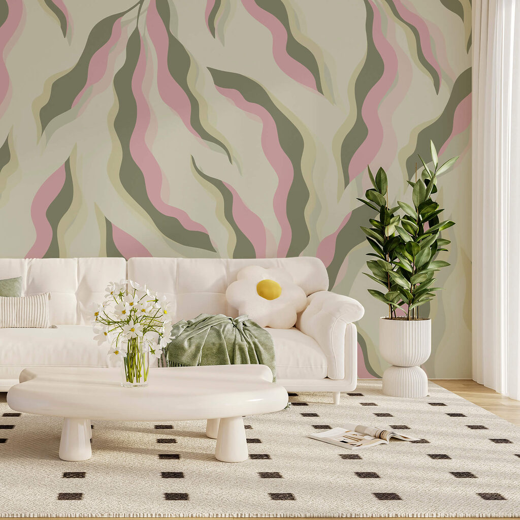 Padrão de folhas sobre fundo claro